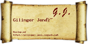 Gilinger Jenő névjegykártya
